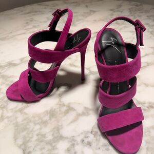 Giuseppe Zanotti Fuchsia Suede Strappy Heels